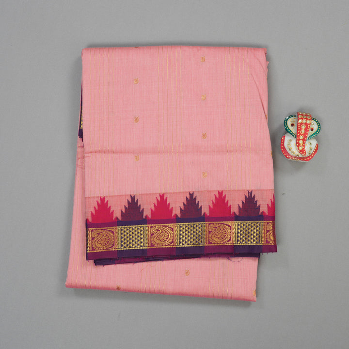 Hayagrivas Ten Yards Semi silk saree in Baby pink with Pink KBE508F27-4