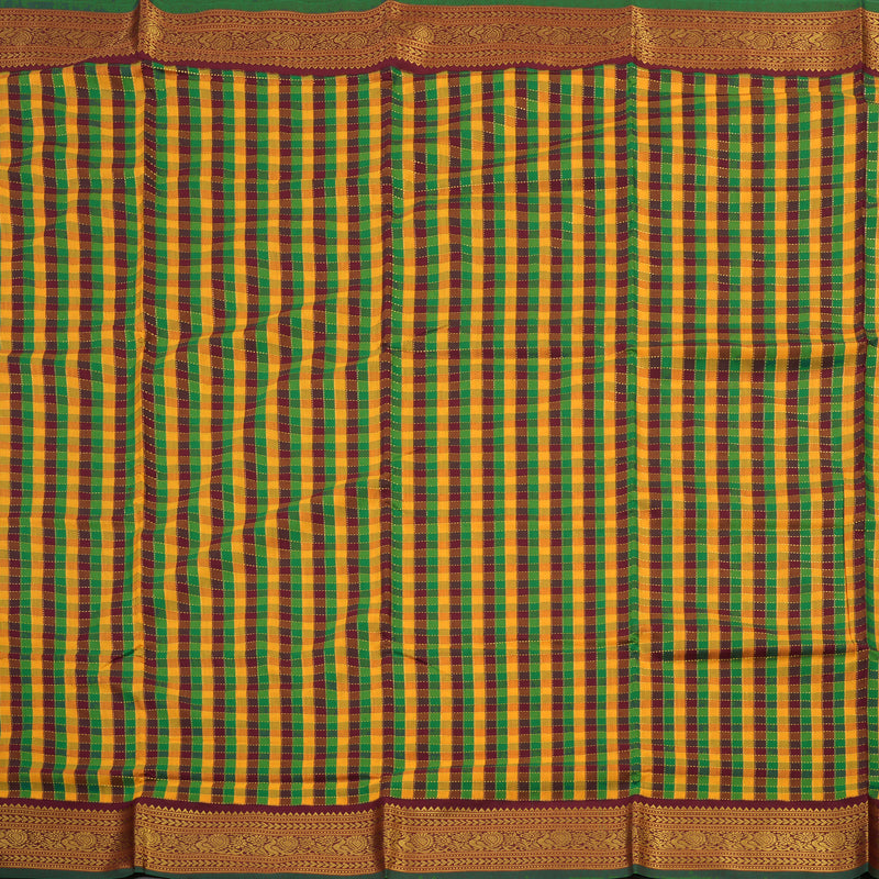 Hayagrivas Ten Yards Semi Silk Saree in Multicolour checks with Maroon KBE508F28-3