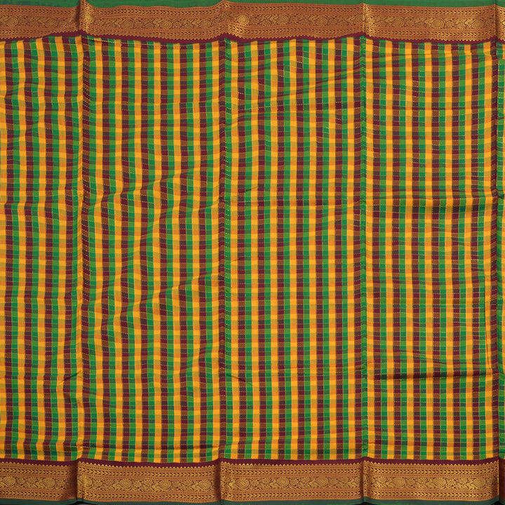Hayagrivas Ten Yards Semi Silk Saree in Multicolour checks with Maroon KBE508F28-3