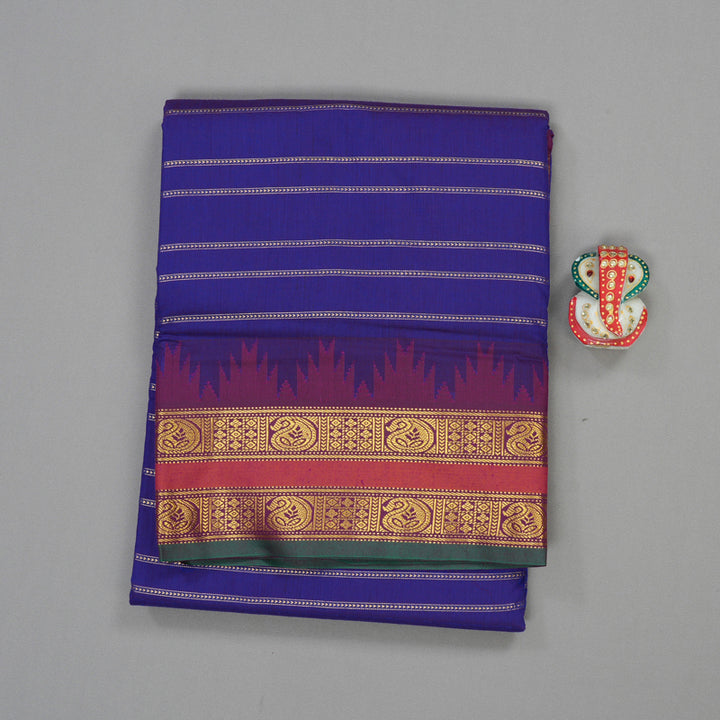 Hayagrivas Ten Yards Semi Silk Saree in Purplish Blue with Purple KBE508F32-1