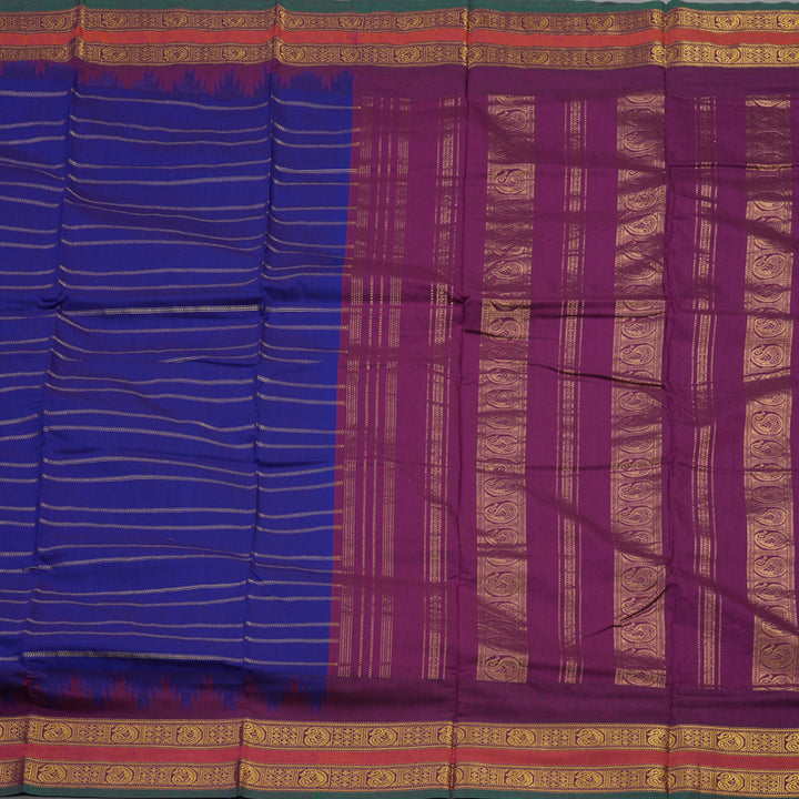 Hayagrivas Ten Yards Semi Silk Saree in Purplish Blue with Purple KBE508F32-1