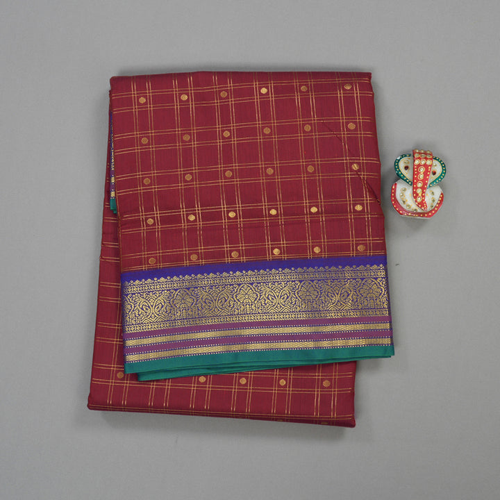 Hayagrivas Ten Yards Semi Silk Saree in Maroon with Purple KBE508F33-2