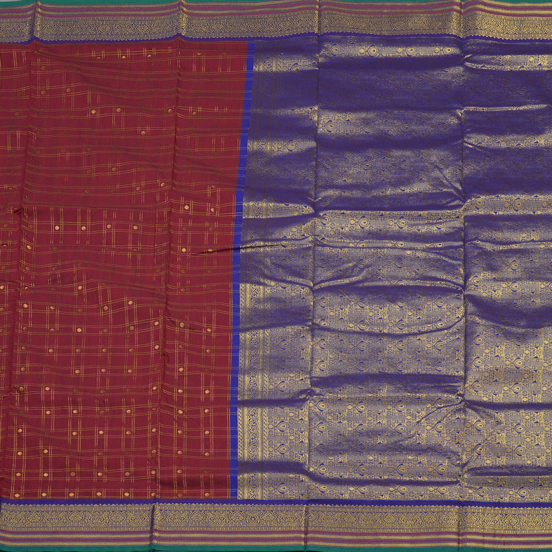 Hayagrivas Ten Yards Semi Silk Saree in Maroon with Purple KBE508F33-2
