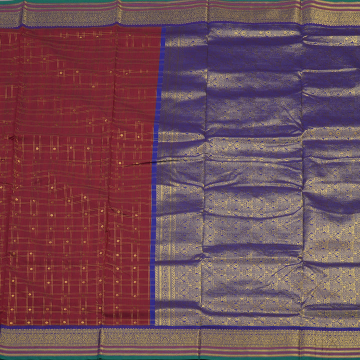 Hayagrivas Ten Yards Semi Silk Saree in Maroon with Purple KBE508F33-2