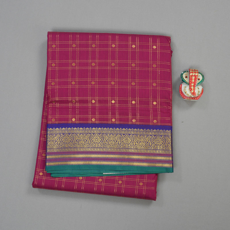 Hayagrivas Ten Yards Semi Silk Saree in Dark Pink with Purple KBE508F33-4