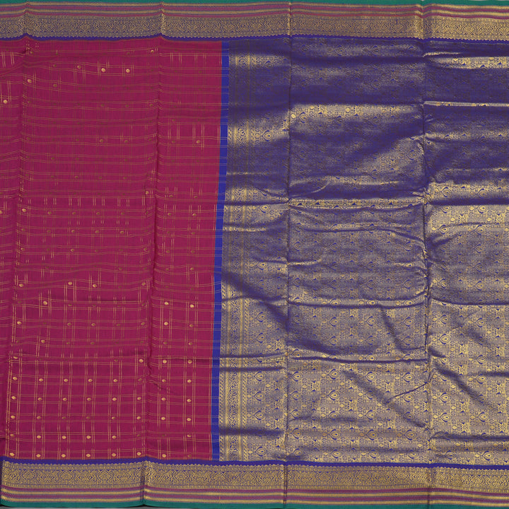 Hayagrivas Ten Yards Semi Silk Saree in Dark Pink with Purple KBE508F33-4