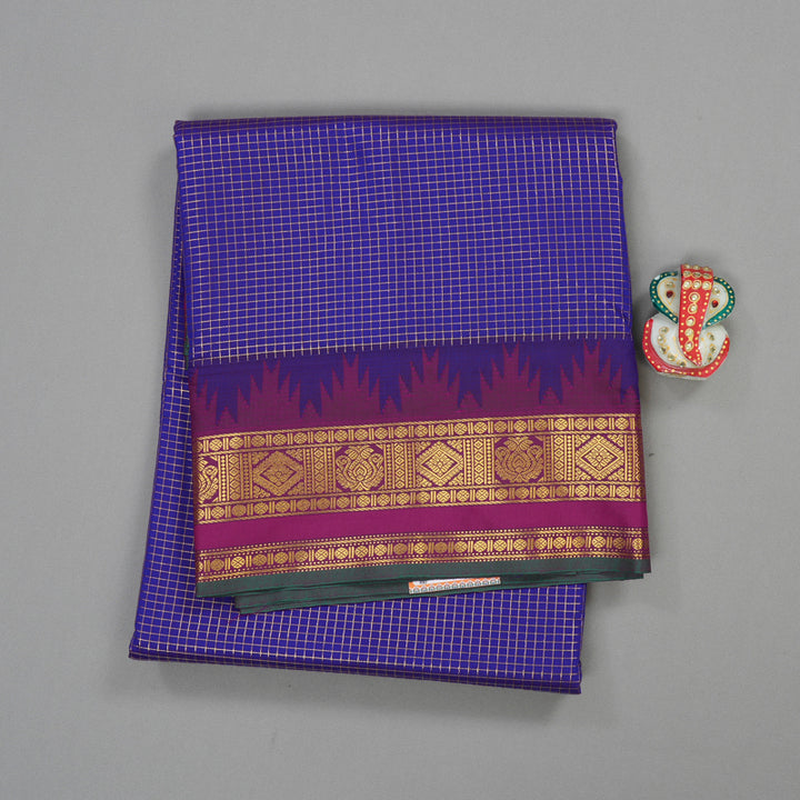 Hayagrivas Pure Ten yards Semi silk saree in Purplish Blue with Purple KBE508F34-4