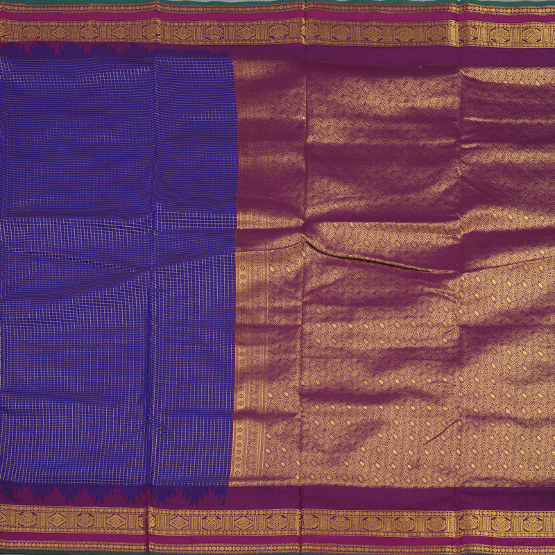 Hayagrivas Pure Ten yards Semi silk saree in Purplish Blue with Purple KBE508F34-4