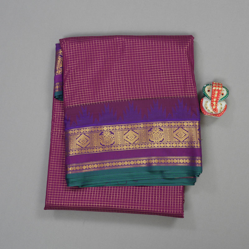 Hayagrivas Pure Ten Yards Semi Silk Saree in Magenta with Purple KBE508F34-5