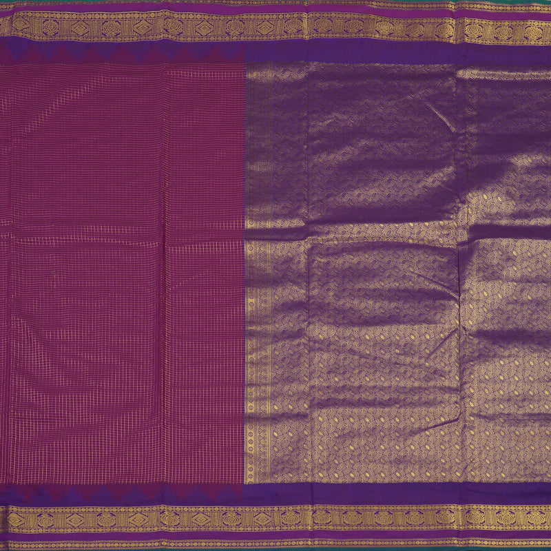 Hayagrivas Pure Ten Yards Semi Silk Saree in Magenta with Purple KBE508F34-5