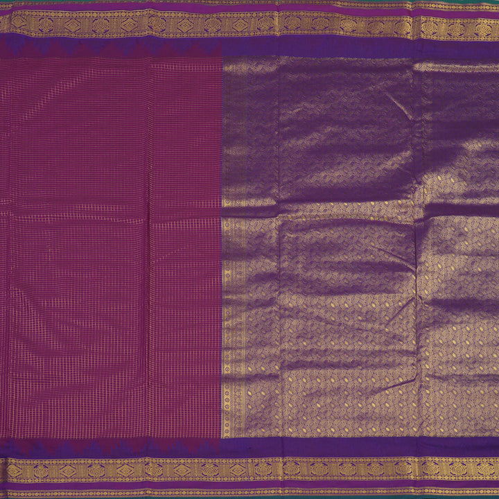 Hayagrivas Pure Ten Yards Semi Silk Saree in Magenta with Purple KBE508F34-5