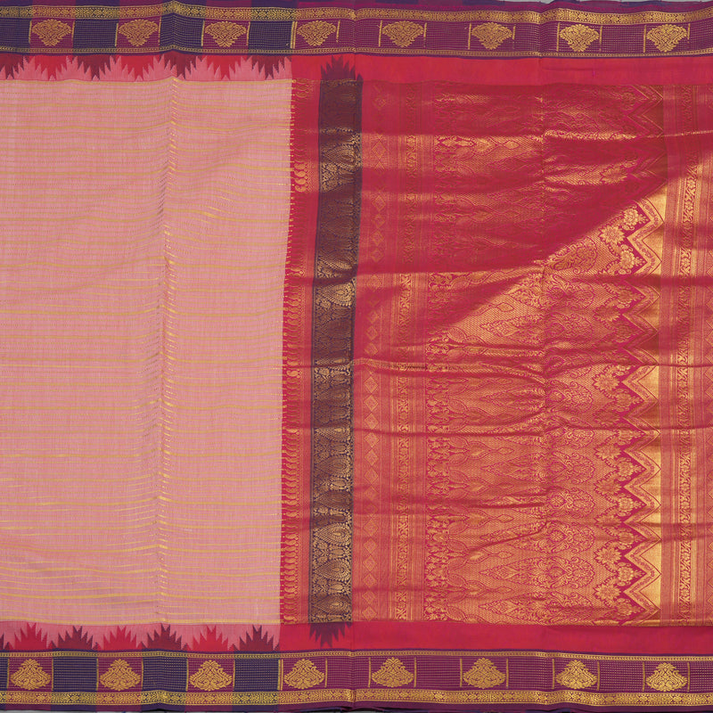 Hayagrivas Handloom Ten Yards Semi Silk Saree in Mild Pink with Pink KBE508F37-2