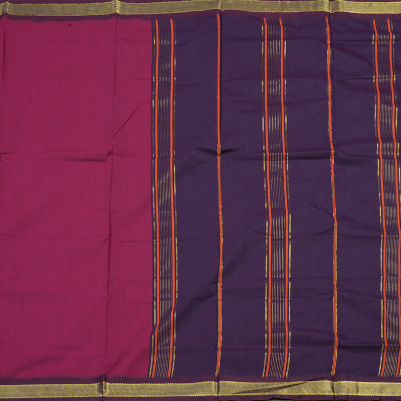 Hayagrivas Ten Yards Semi silk saree in Dark Pink with Purple KBE508F4-2
