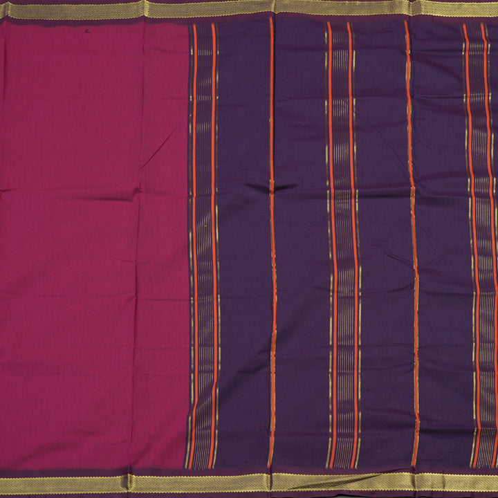 Hayagrivas Ten Yards Semi silk saree in Dark Pink with Purple KBE508F4-2