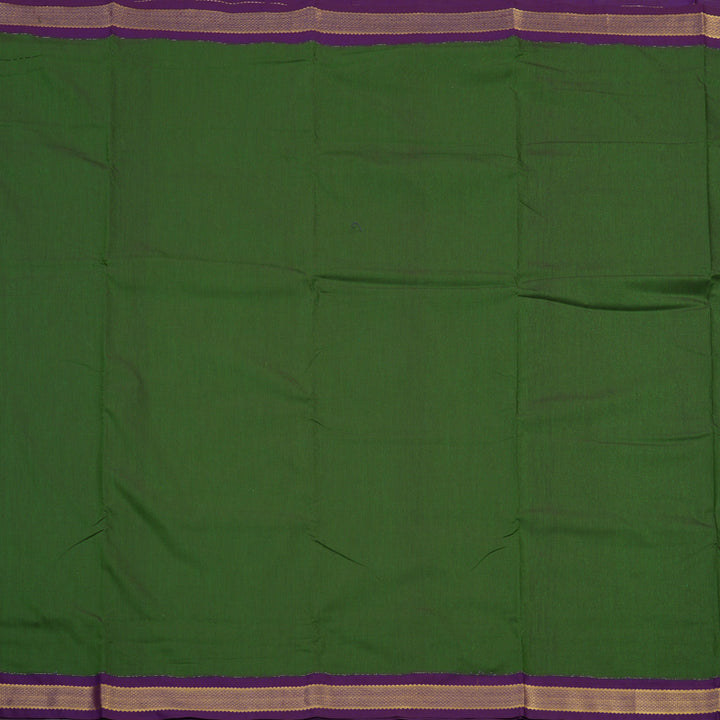 Hayagrivas Ten Yards Semi silk saree in Mehandi Green with Purple KBE508F4-4