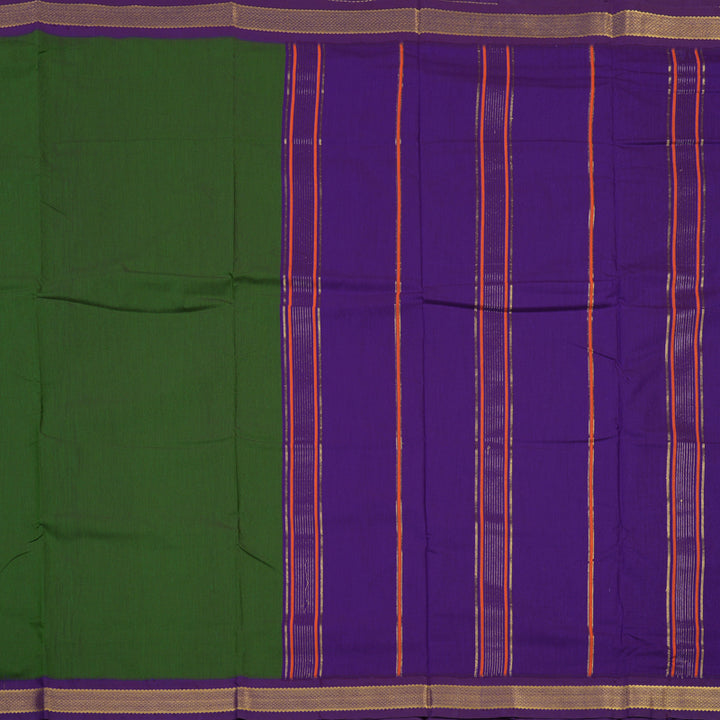 Hayagrivas Ten Yards Semi silk saree in Mehandi Green with Purple KBE508F4-4