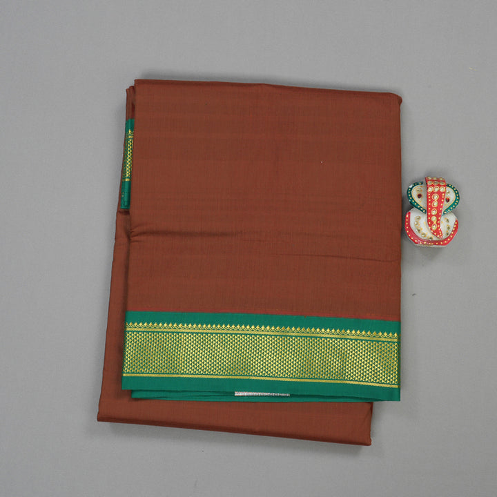 Hayagrivas Ten Yards Semi silk saree in Brown with Green KBE508F6-3
