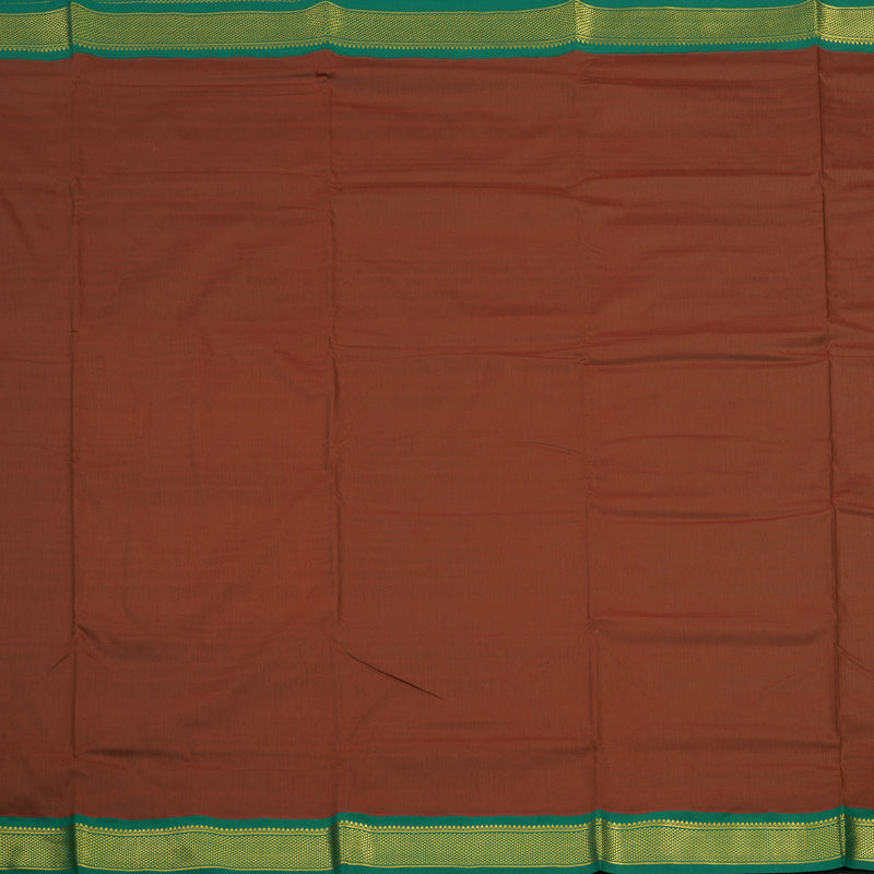 Hayagrivas Ten Yards Semi silk saree in Brown with Green KBE508F6-3