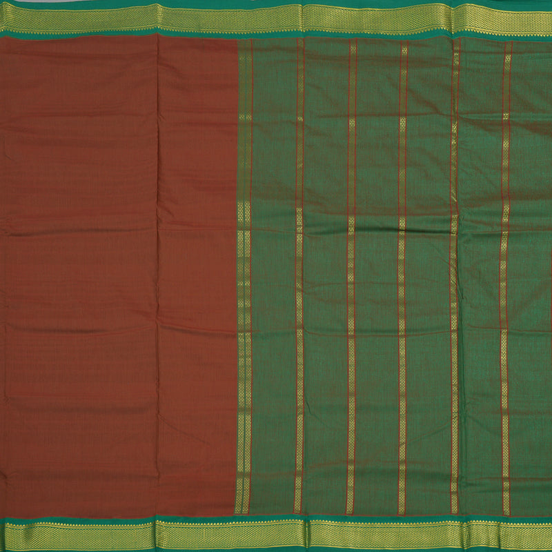 Hayagrivas Ten Yards Semi silk saree in Brown with Green KBE508F6-3