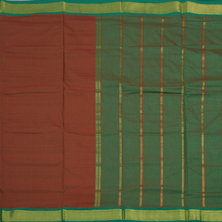 Hayagrivas Ten Yards Semi silk saree in Brown with Green KBE508F6-3
