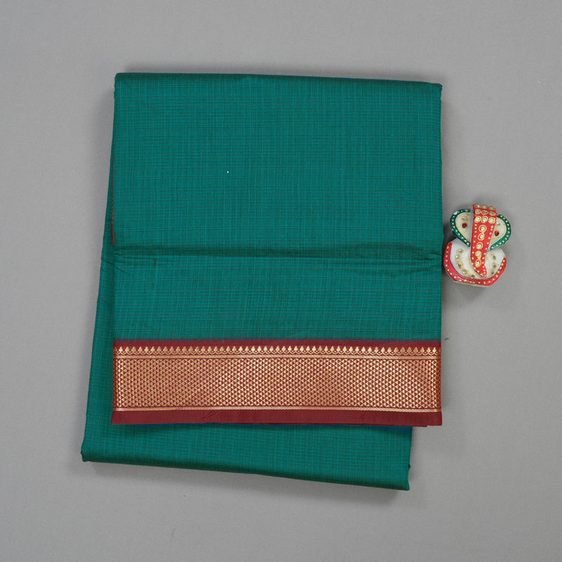 Hayagrivas Ten Yards Semi silk saree in Green with Maroon KBE508F6-5