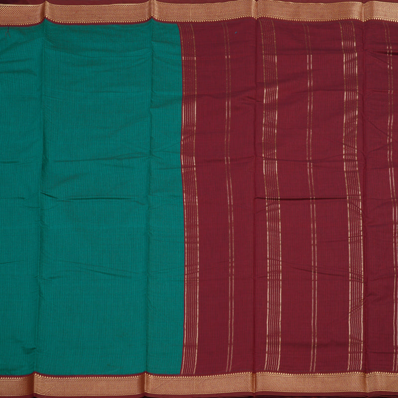 Hayagrivas Ten Yards Semi silk saree in Green with Maroon KBE508F6-5
