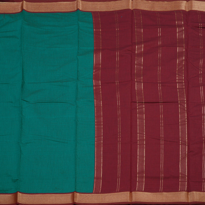Hayagrivas Ten Yards Semi silk saree in Green with Maroon KBE508F6-5