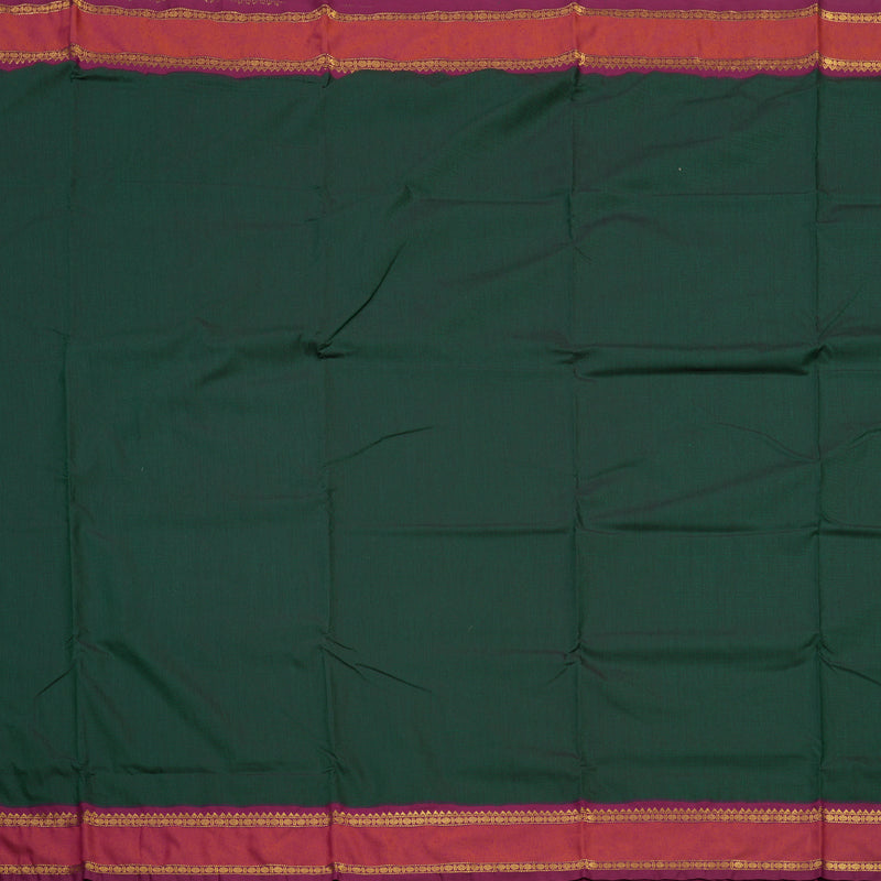 Hayagrivas Pure Ten Yards Semi silk saree in Bottle Green with Purple KBE508F7-1
