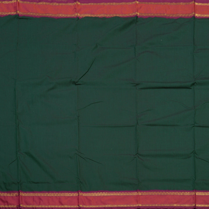 Hayagrivas Pure Ten Yards Semi silk saree in Bottle Green with Purple KBE508F7-1