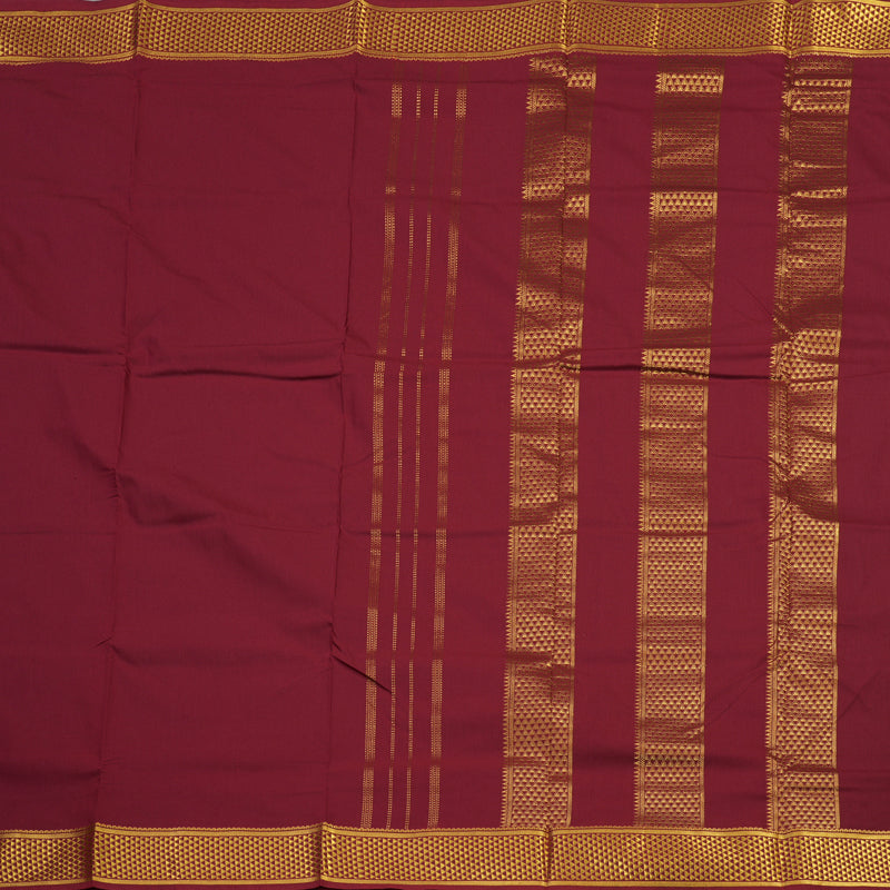 Hayagrivas Ten Yards Semi silk saree in Maroon KBE508F8-1