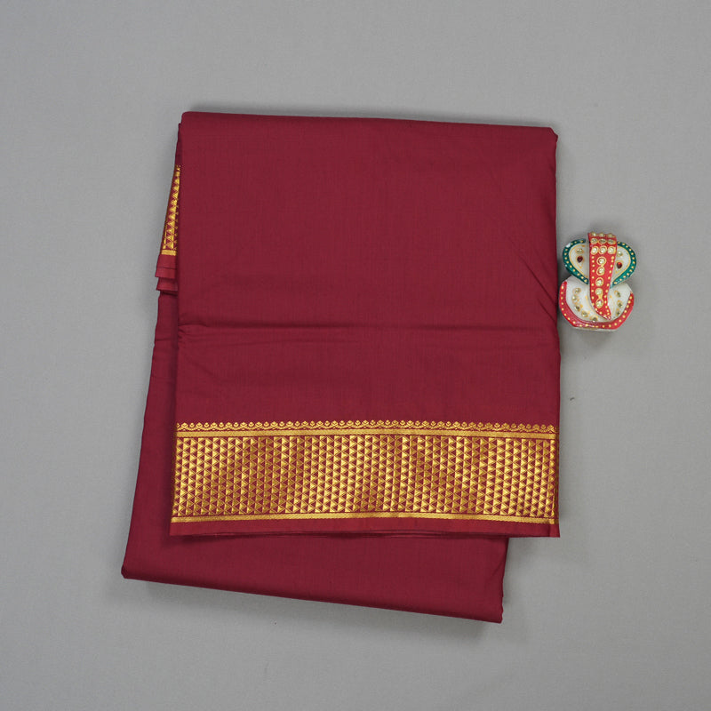 Hayagrivas Pure Ten Yards Semi silk saree in Maroon KBE508F8-2
