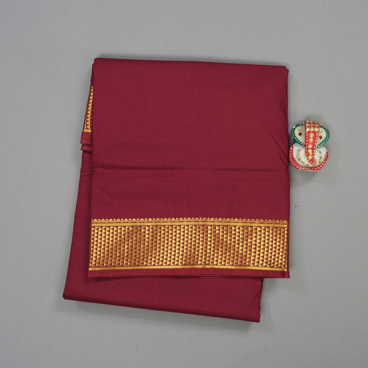 Hayagrivas Pure Ten Yards Semi silk saree in Maroon KBE508F8-2