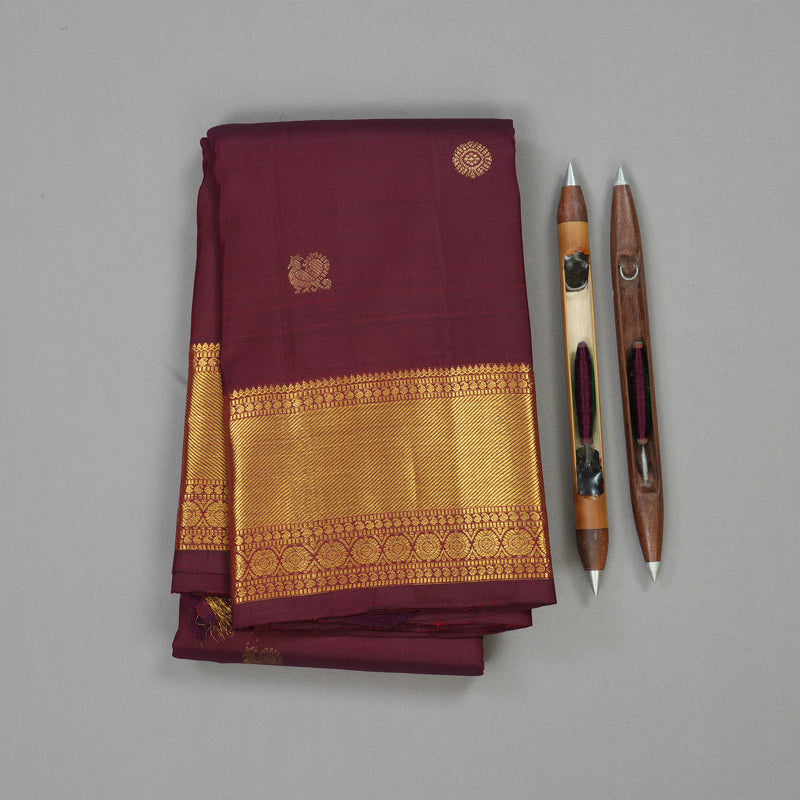 Hayagrivas Handloom Pure Kanjivaram Silk Saree in Classic Wine Maroon KBE50D1-3