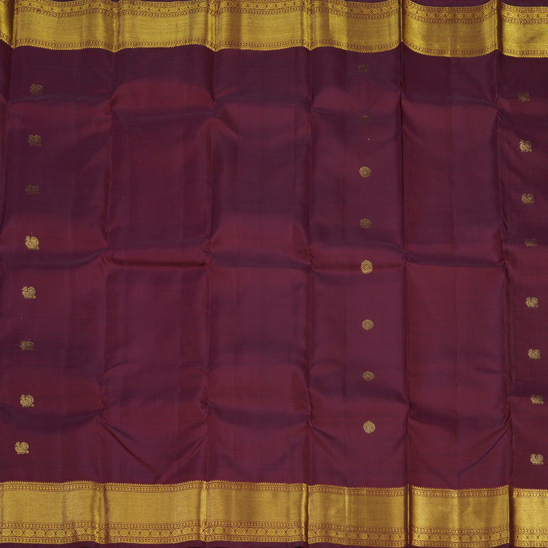 Hayagrivas Handloom Pure Kanjivaram Silk Saree in Classic Wine Maroon KBE50D1-3