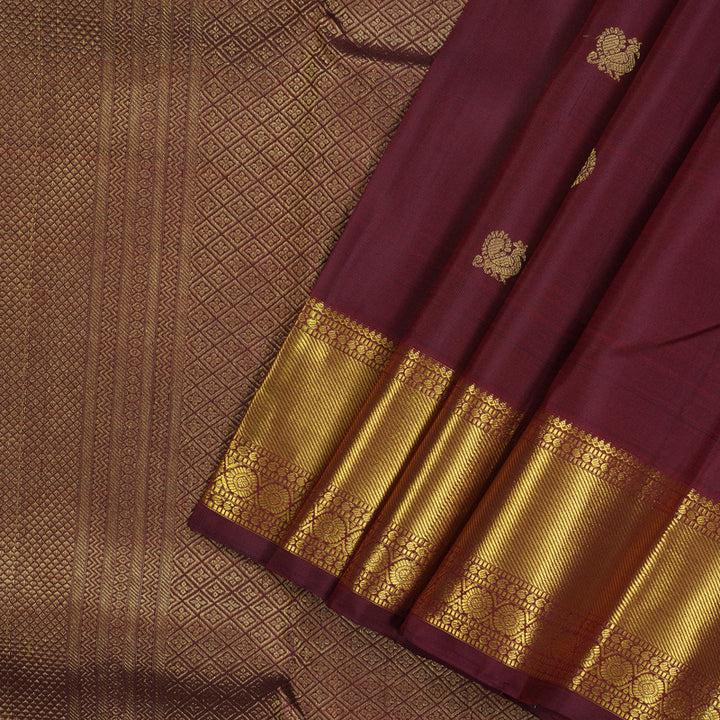 Hayagrivas Handloom Pure Kanjivaram Silk Saree in Classic Wine Maroon KBE50D1-3