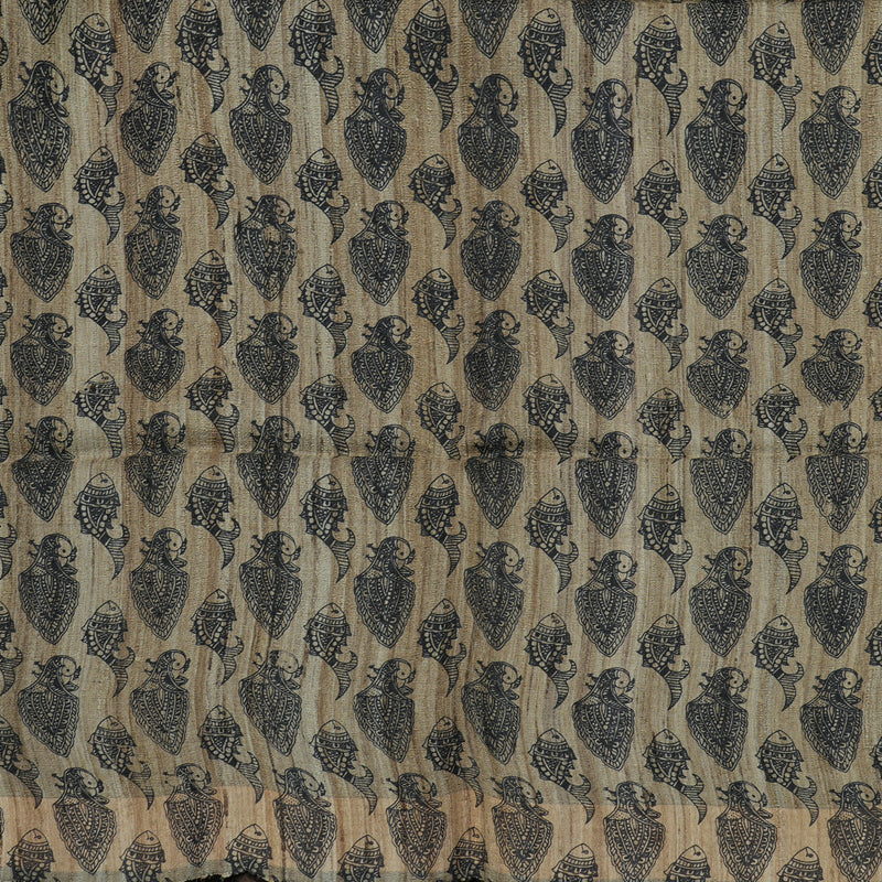 Hayagrivas Black Pure Tussar Saree KBE513F6-24