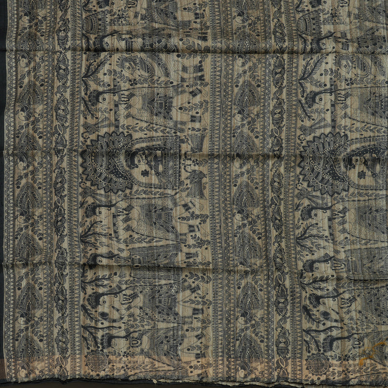 Hayagrivas Black Pure Tussar Saree KBE513F6-24