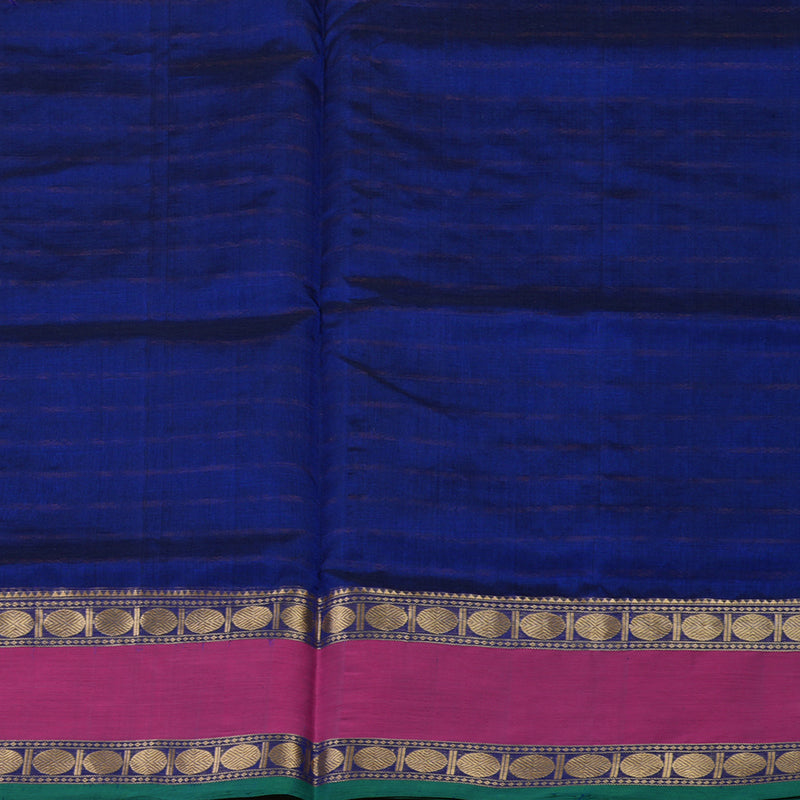 Hayagrivas Handloom Blue Pure Silk Cotton Saree With Pink Border KSBE140C2-3