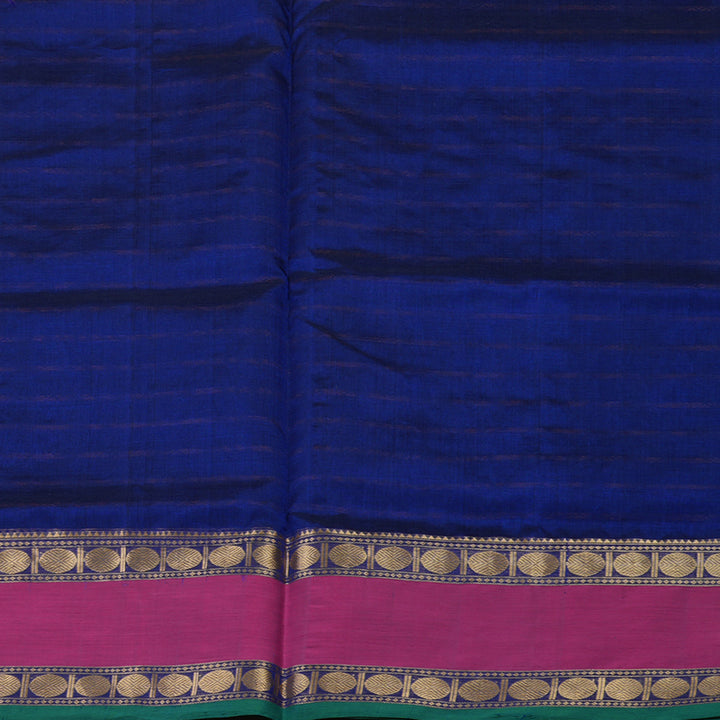 Hayagrivas Handloom Blue Pure Silk Cotton Saree With Pink Border KSBE140C2-3