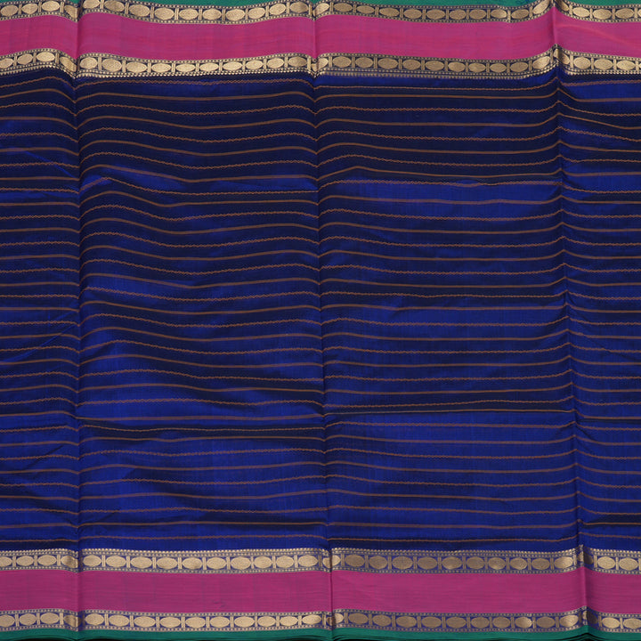 Hayagrivas Handloom Blue Pure Silk Cotton Saree With Pink Border KSBE140C2-3