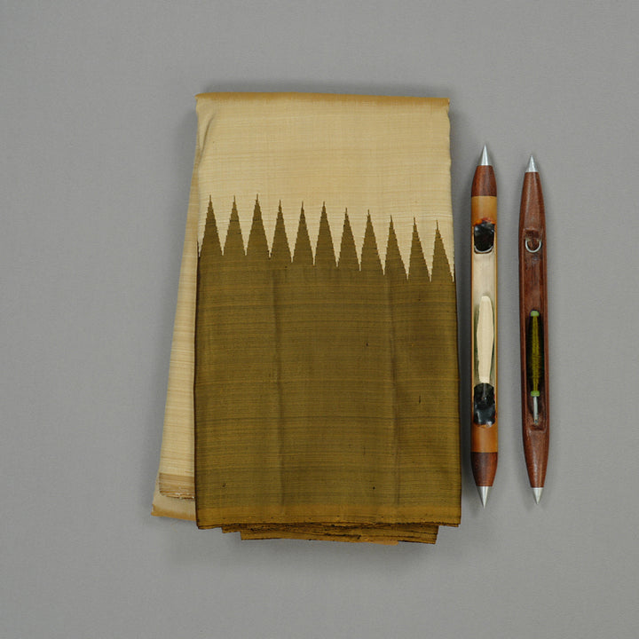 Hayagrivas Handloom Kanjivaram Silk Saree in Ethereal Sandal KBE51D2-6