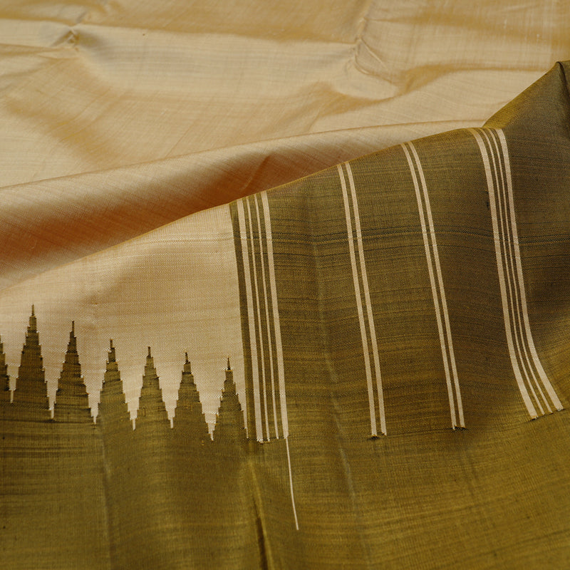 Hayagrivas Handloom Kanjivaram Silk Saree in Ethereal Sandal KBE51D2-6
