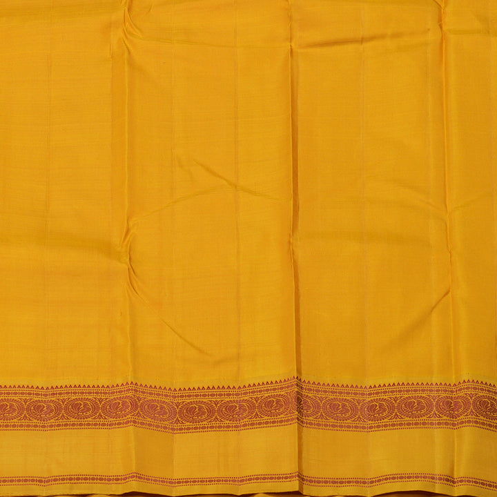 Hayagrivas Handloom Maroon Kanjivaram Silk Saree with Tumeric Yellow Border KBE51D4-1