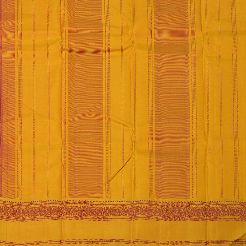 Hayagrivas Handloom Maroon Kanjivaram Silk Saree with Tumeric Yellow Border KBE51D4-1