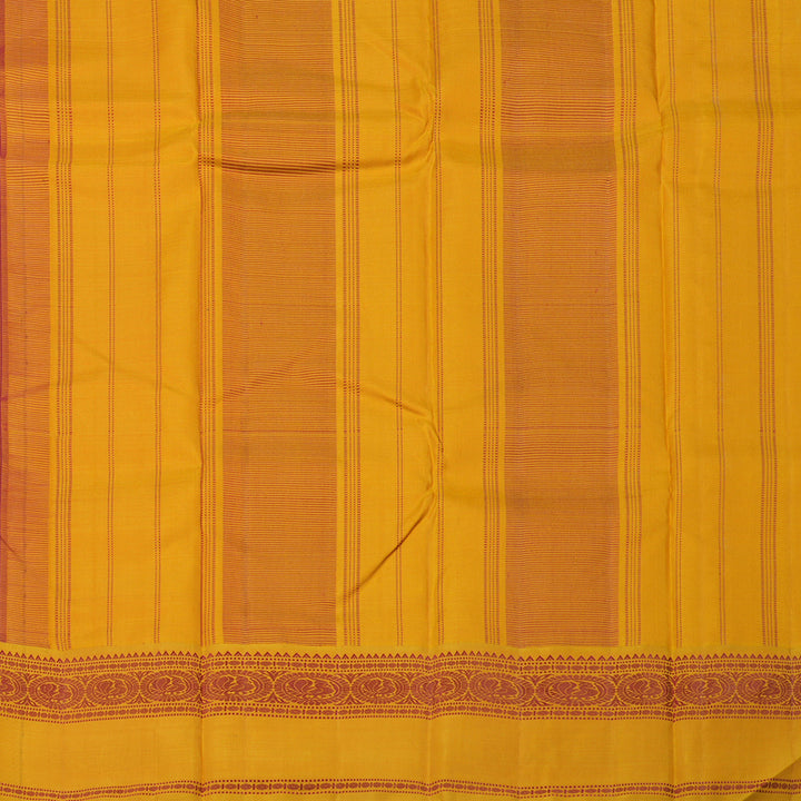 Hayagrivas Handloom Maroon Kanjivaram Silk Saree with Tumeric Yellow Border KBE51D4-1