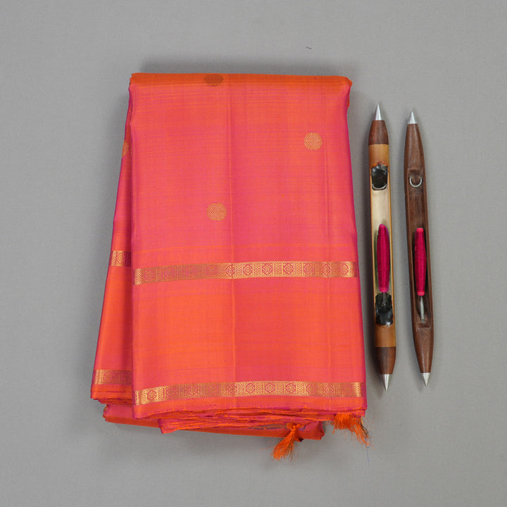 Hayagrivas Handloom Pure Kanjivaram Silk Saree in Spectacular Orangish Pink KBE525F5-1