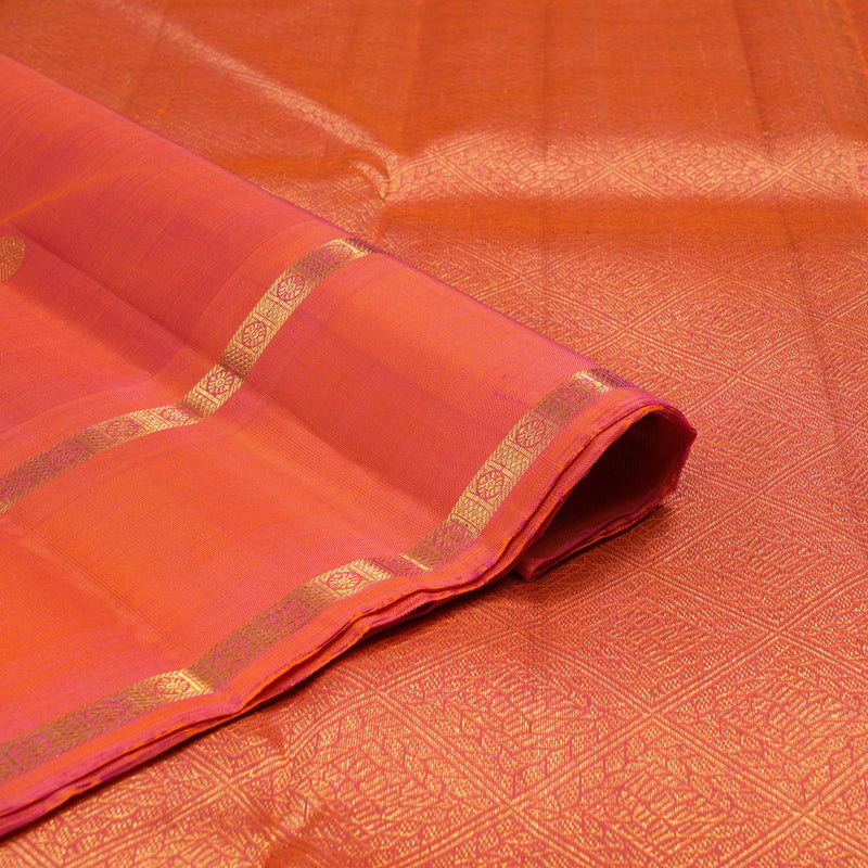 Hayagrivas Handloom Pure Kanjivaram Silk Saree in Spectacular Orangish Pink KBE525F5-1