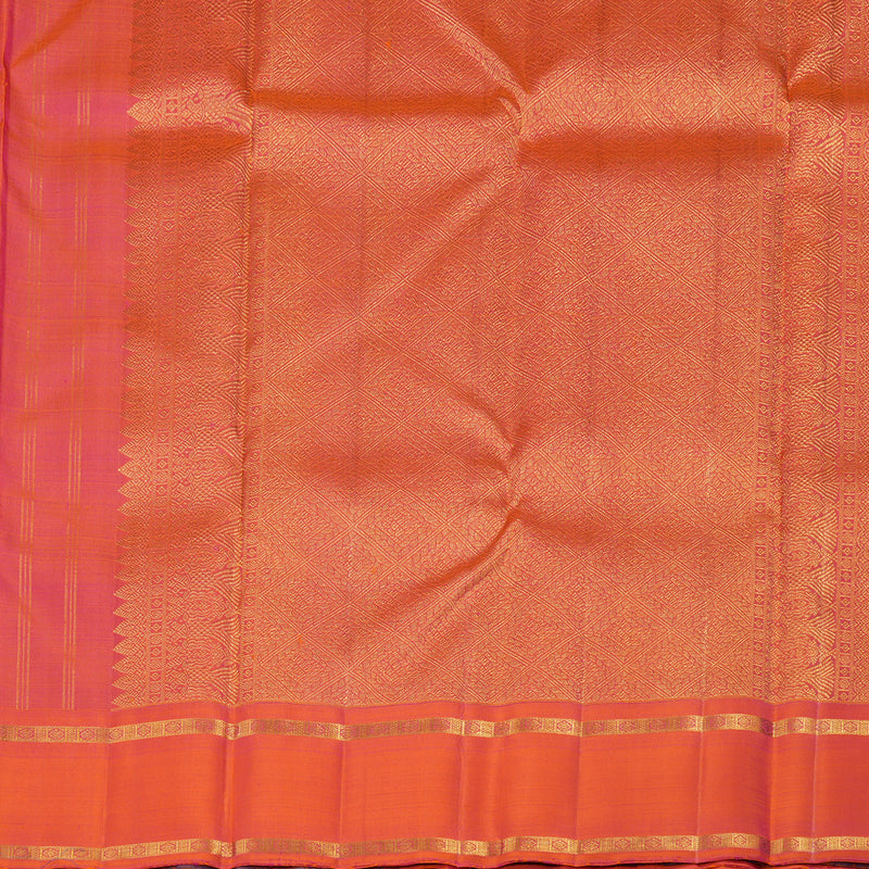Hayagrivas Handloom Pure Kanjivaram Silk Saree in Spectacular Orangish Pink KBE525F5-1