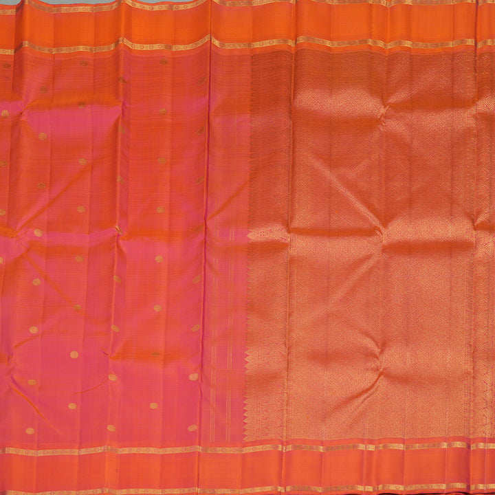 Hayagrivas Handloom Pure Kanjivaram Silk Saree in Spectacular Orangish Pink KBE525F5-1