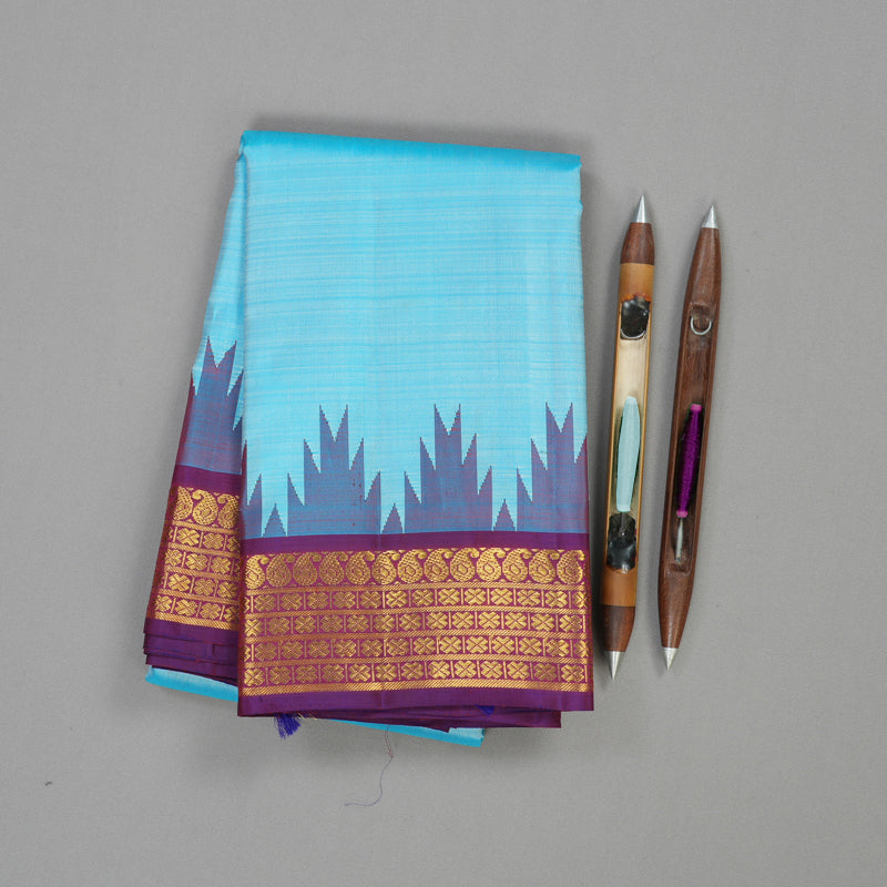Hayagrivas Handloom Pure Kanjivaram Silk Saree in Vibrant Sky Blue KBE530F4-1